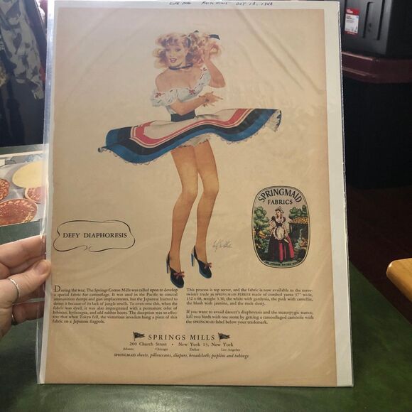 RARE 1940s Springmaid Story Ad for Scented Garments; Side 2 Pabst Blue Ribbon - Picture 1 of 11
